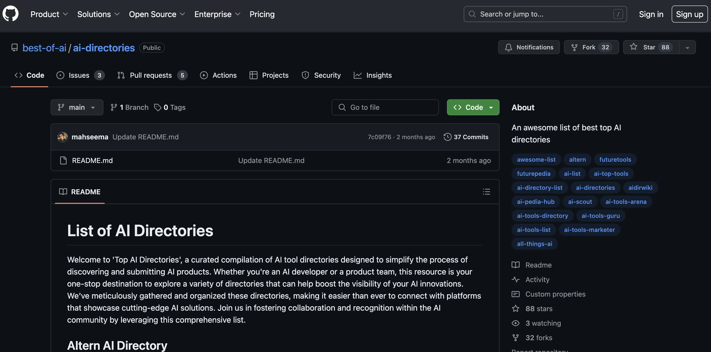 Github’s best-of-ai page