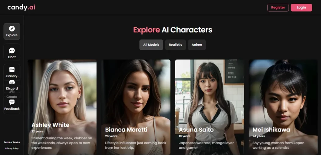 Candy.ai Homepage