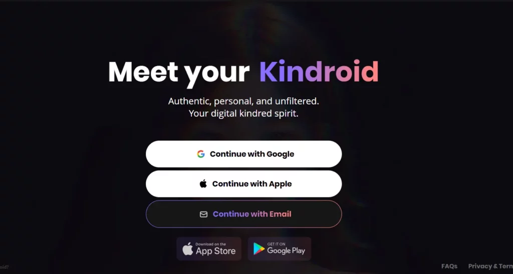 Kindroid Homepage