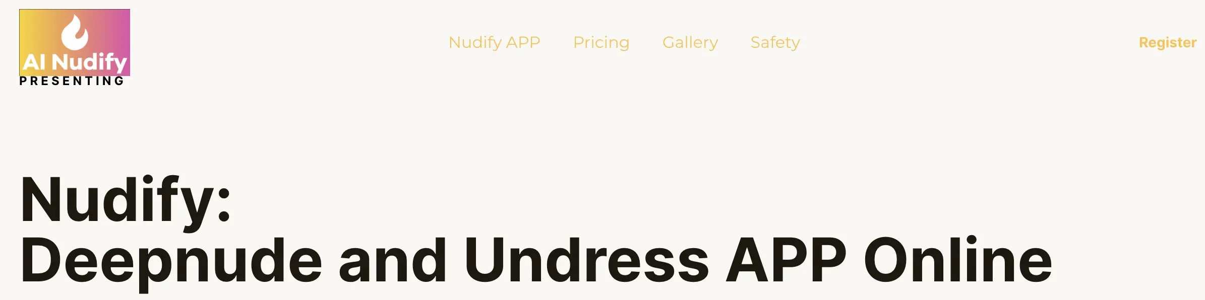 Nudify online deepnude and undress app homepage