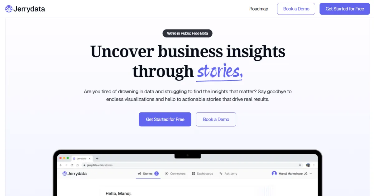 Jerry Software Jerrydata | AI-Driven Story-Based Business Intelligence Platform