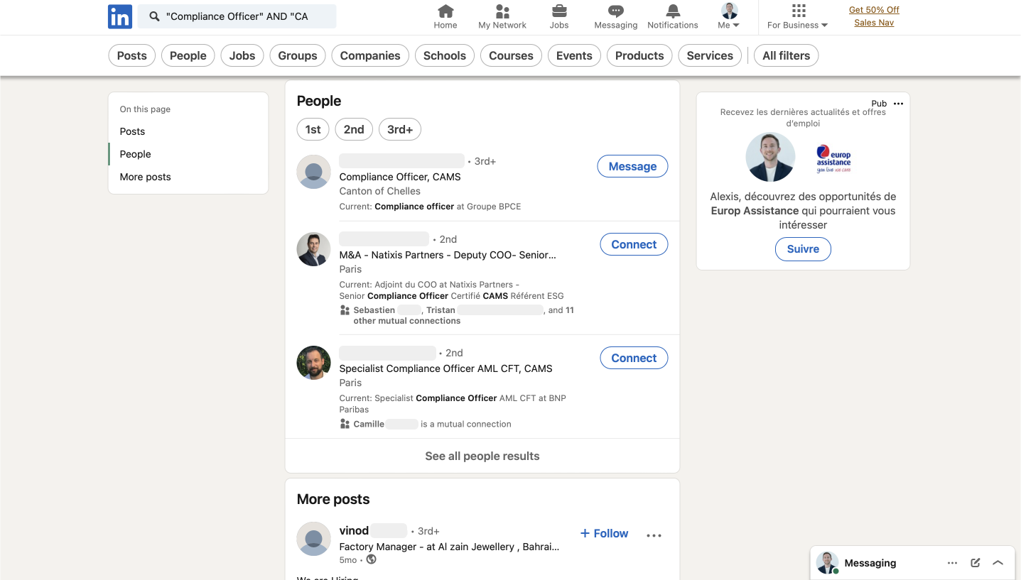 Boolean search in LinkedIn