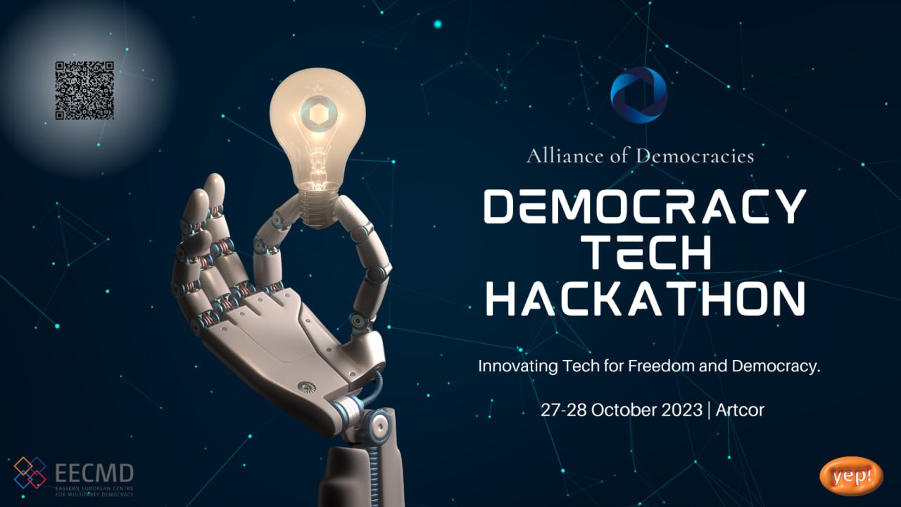 Innovation and Democracy come together at the Democracy Tech Hackathon on October 27th and 28th at Artcor