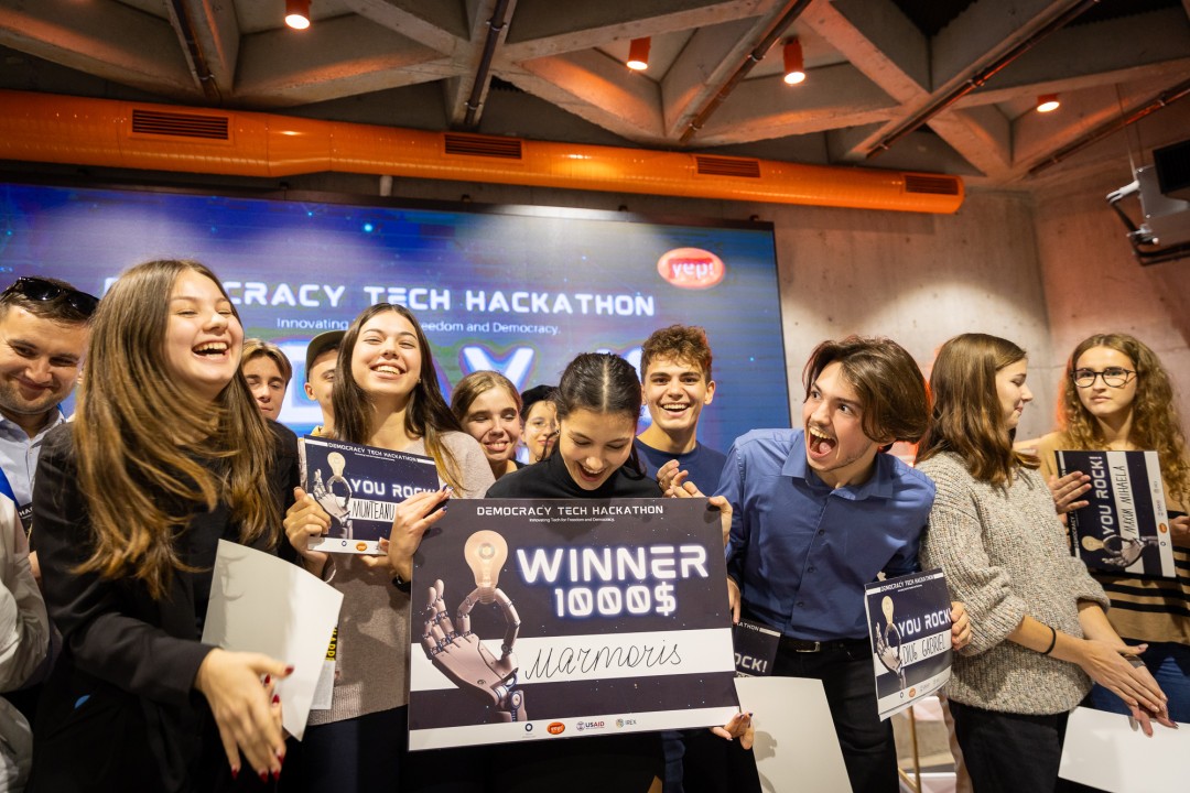 Democracy Tech Hackathon concluded after 2 days of work, 8 innovative ideas, and a $1000 prize for the winning team.
