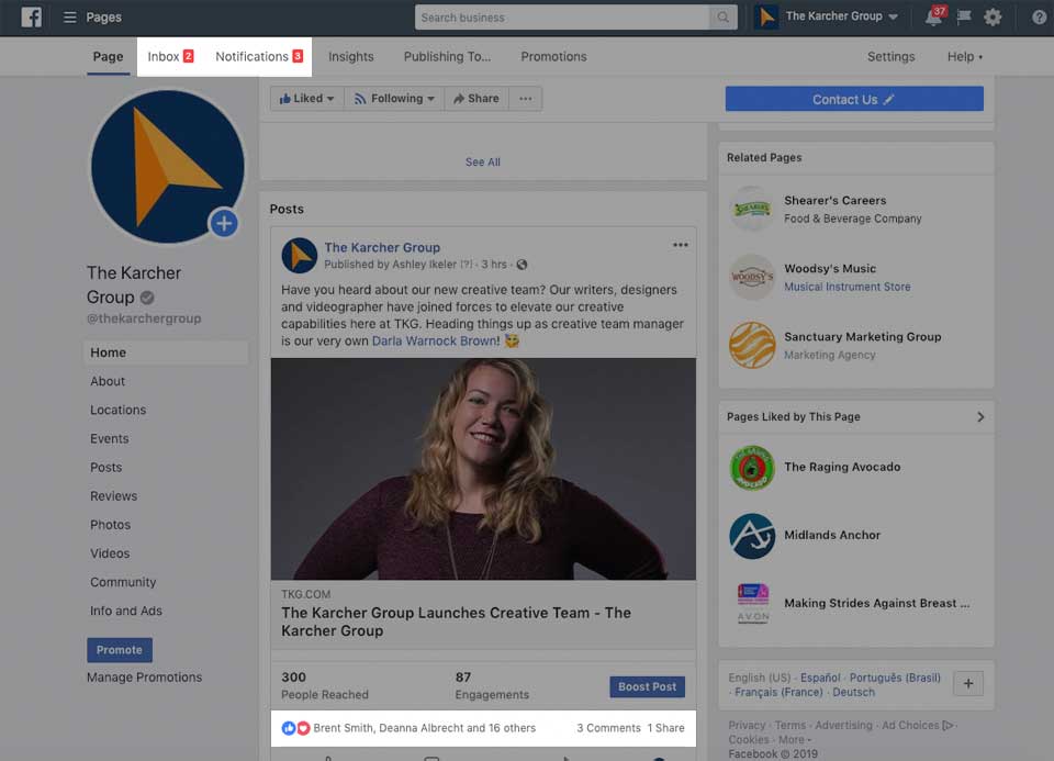 Image of Facebook page