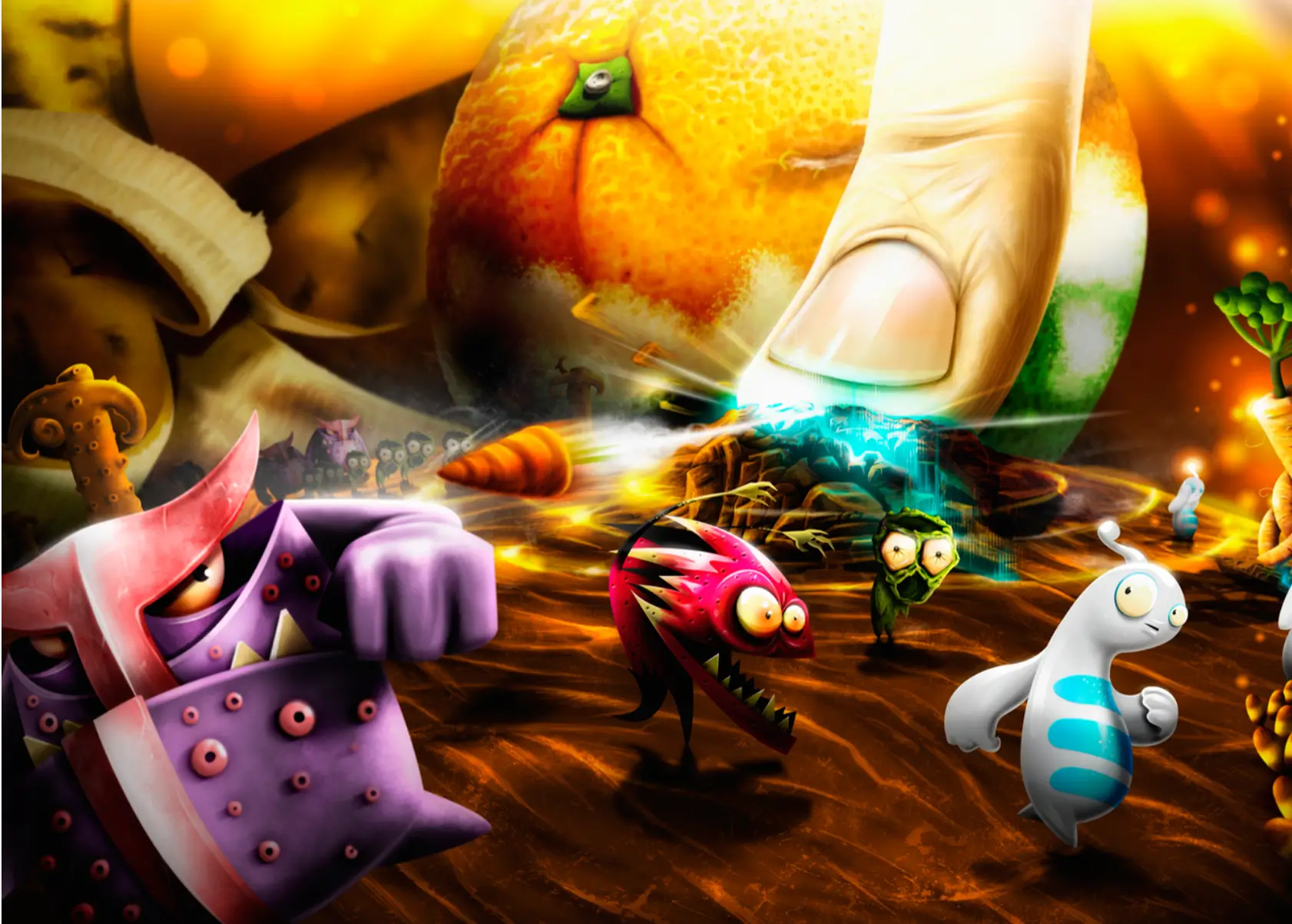 Lunch Box Worlds game concept art showing the universe inside a lunchbox