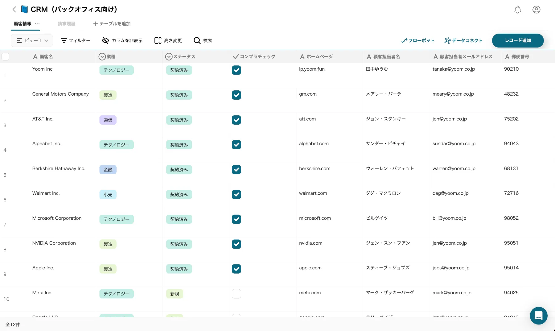CRM（バックオフィス向け）