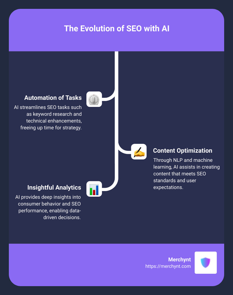 Infographic detailing the impact of AI on SEO's evolution - ai for seo infographic infographic-line-3-steps