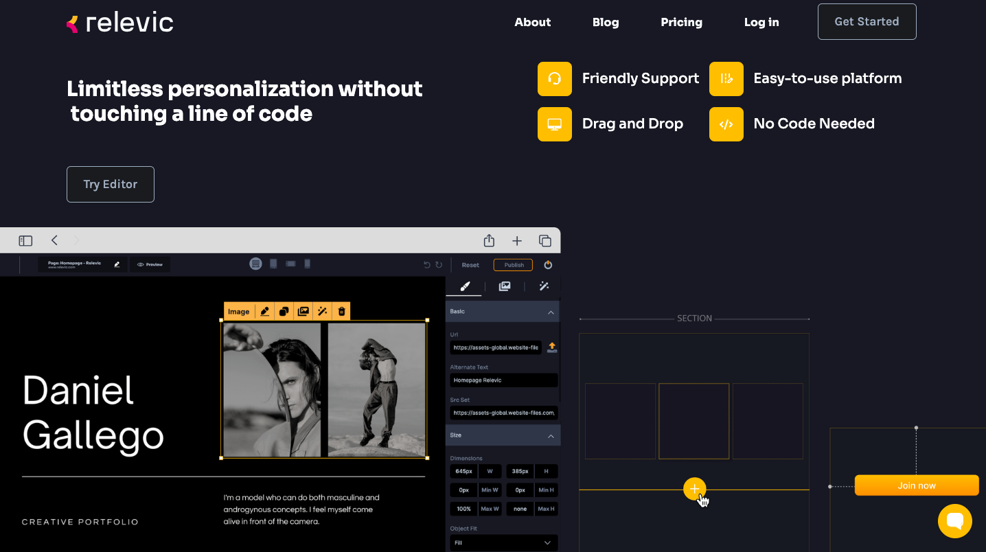 Relevic’s homepage.