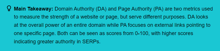 Main takeaway 3 - How Does Domain Authority Differ From Page Authority