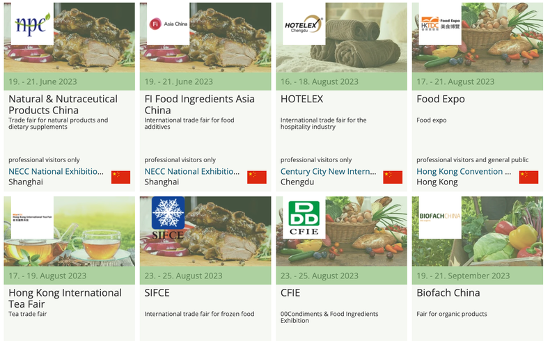 screenshot of food expos where you can find a distributor in china