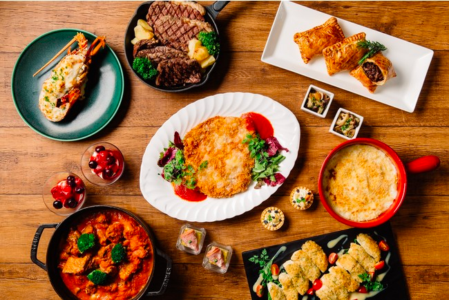 photo of various australian foods including steak lobster and pies