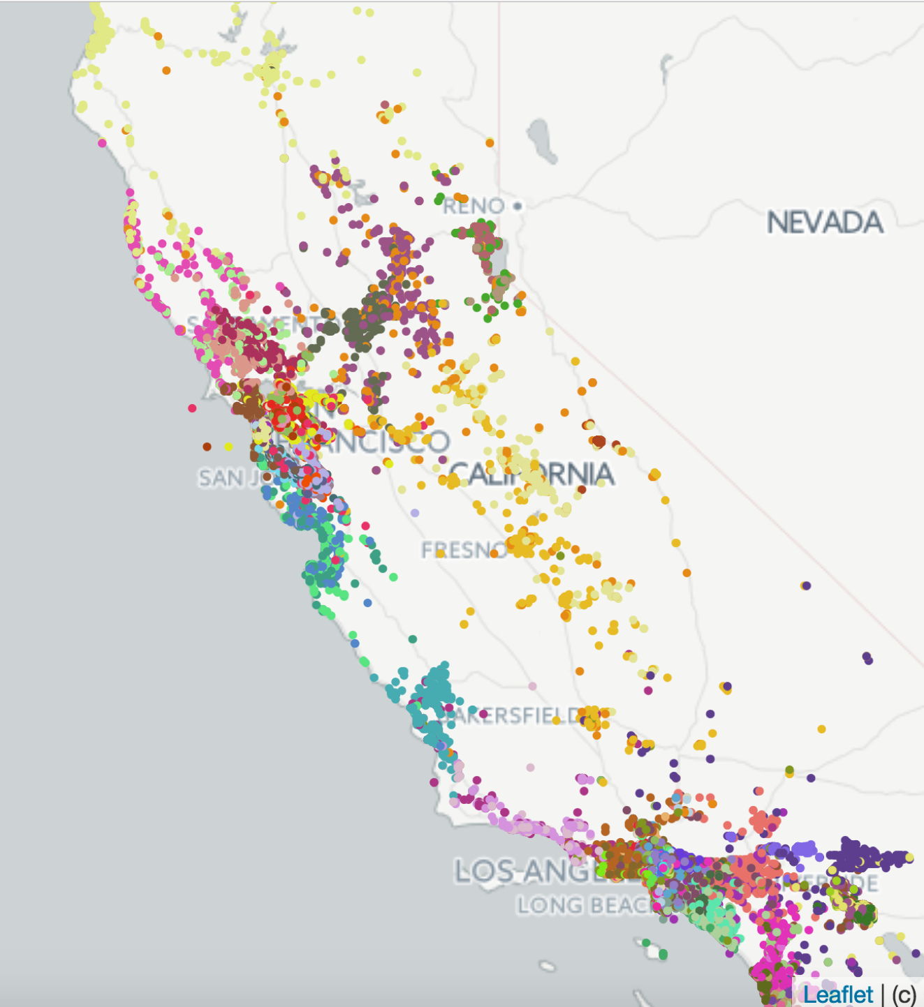 In this image fromAirBnB's post, we see that item similarity embeddings belong to the same location cluster (for example the north coast of Los Angeles is mostly purple). This means when a new listing is added, a contextual location feature can be fed to the model, and this context can be used to better recommend the listing based on that location. For example, if the user is likely to prefer listings from the Los Angeles north coast, the ranking model knows to promote new listings in that area despite not having much interaction data.